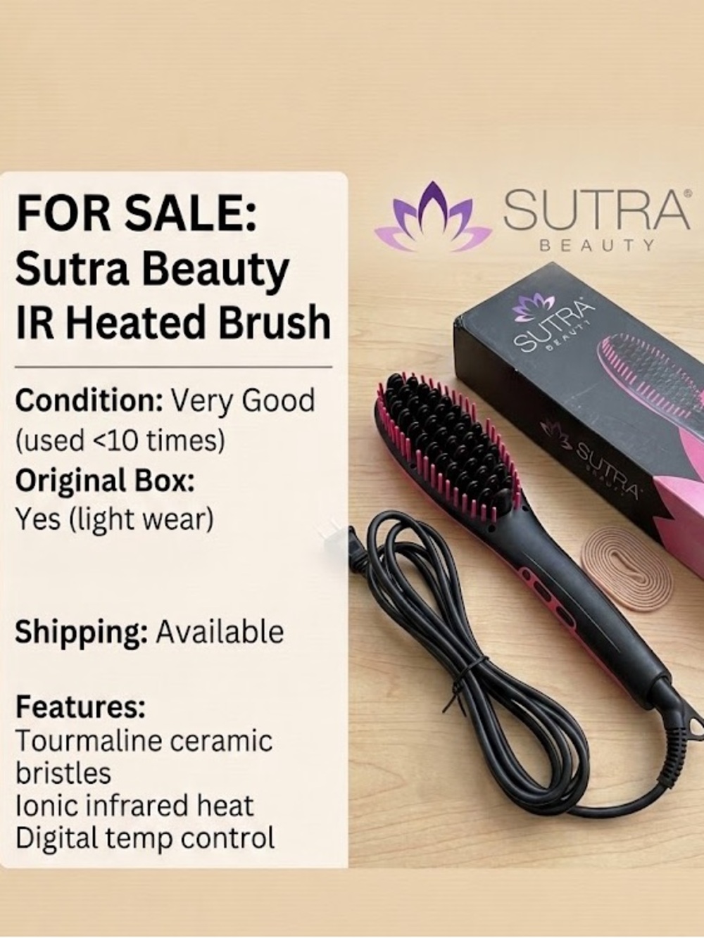 Sutra Beauty  Straightening Heat Pink Brushes Irons Ionic Technology Hair*